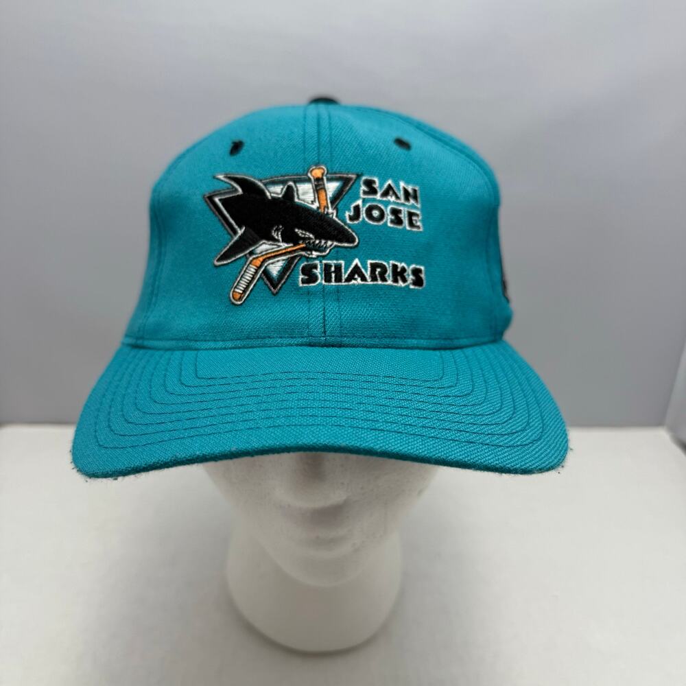Vtg Starter San Jose Sharks NHL Starfit Teal Wool Blend Hat size 6 5/8 - 7 1/8